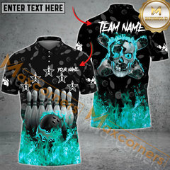 Maxcorners Skull Flame Bowling Jersey Multicolor Option Customized Name, Team Name 3D Shirt