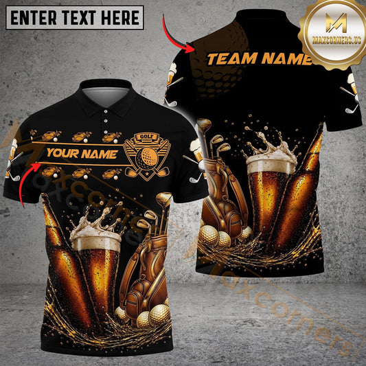 Maxcorners Golf And Beer Retro Lovers Customized Name, Team Name Shirts