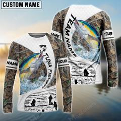 Maxcorners Tuna Fishing Camo Fisher Sun Protection Personalized Name, Team Name Long Sleeve Shirt