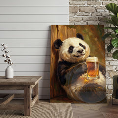 Maxcorners Oil Painting Style Panda Canvas - Rustic Wildlife Humor Wall Art