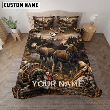 Maxcorners Bear Hunting Mountain Wildlife Custom Name 3D Bedding Set