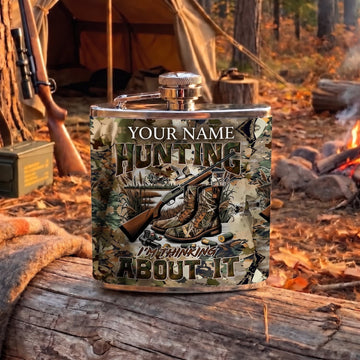 Maxcorners Hunting Funny Hunting Is All About It Quote Design Personalized Name 3D Hip Flask
