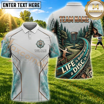 Maxcorners Disc Golf Mountain Forest Life Is Disc Personalized Name 3D Unisex Shirt