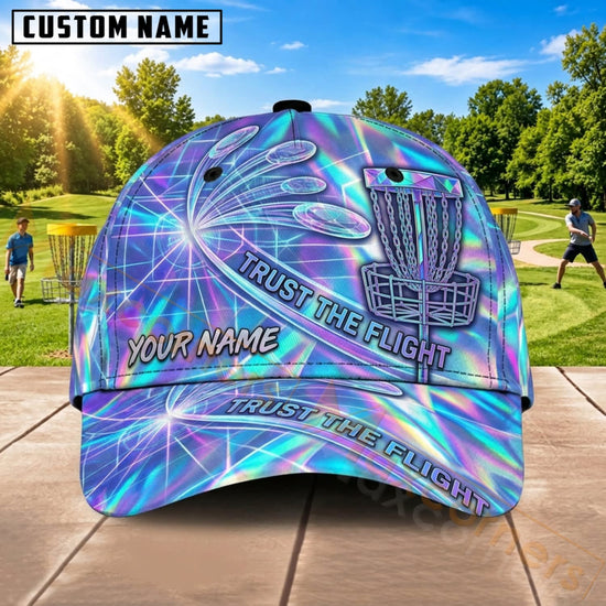 Maxcorners Disc Golf Neon Galaxy Chain Basket Personalized Name 3D Cap