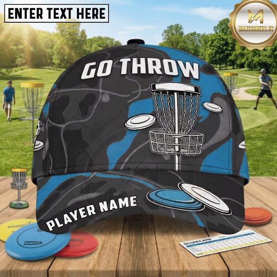 (8 Colors) Maxcorners Disc Golf Go Throw Chain Basket & Flying Discs Personalized Name 3D Cap LM3009
