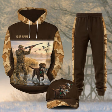 Maxcorners Duck Hunting Retrieving Dogs Brown Hunting Landscape Personalized 3D Shirts
