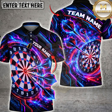 Maxcorners Darts & Fiery Dartboard Burst Graphic Multicolor Customized Name, Team Name 3D Shirts