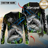 Maxcorners Fishing Green Flame Camo Design Sun Protection Personalized Name, Team Name Long Sleeve Shirt