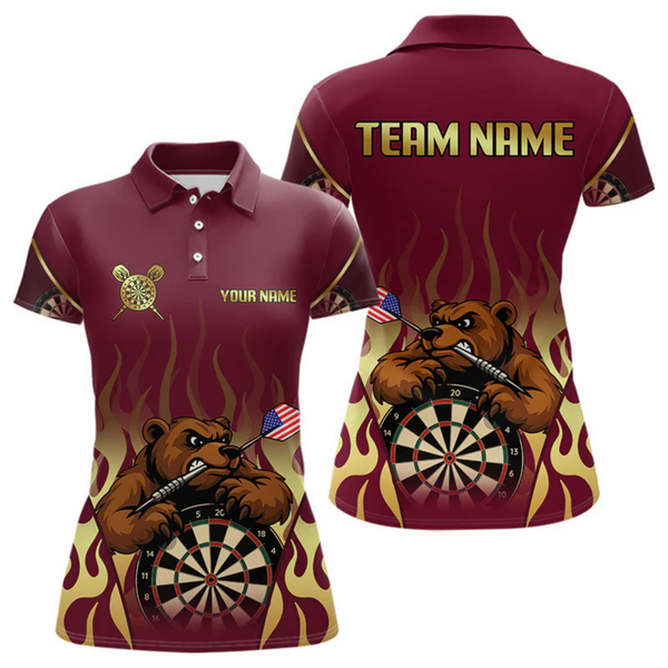 Maxcorners US Flag Dart Arrow Custom Brown Bear Dart Shirt For Men, Dart Team Jerseys LM064