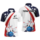 Maxcorners American Flag Custom Patriotic Bowling Shirts Personalized Name, Team Name 3D Shirt