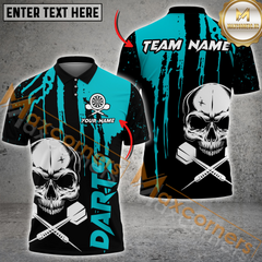 Maxcorners Darts Skull MutilColor Option Customized Name, Team Name 3D Polo Shirt