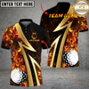 Maxcorners Golf Golden Heat Multicolor Customized Name, Team Name 3D Polo Shirt