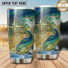 Maxcorners Fishing Tumbler Forest Topographic Compass Design Personalized Name Tumbler (13 Species)