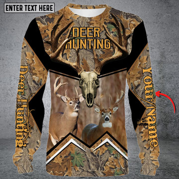 Maxcorners Personalized Name Deer Hunting Long Sleeve Shirt