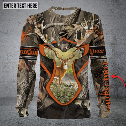 Maxcorners Personalized Name Deer Hunting Long Sleeve Shirt