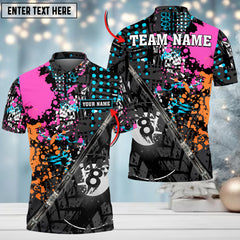 Maxcorners Cue Billiards 8 Ball Colorful Personalized Name 3D Shirt