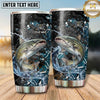 Maxcorners Fishing Tumbler Black Aqua Cracked Ice Design Personalized Name Tumbler (13 Species)