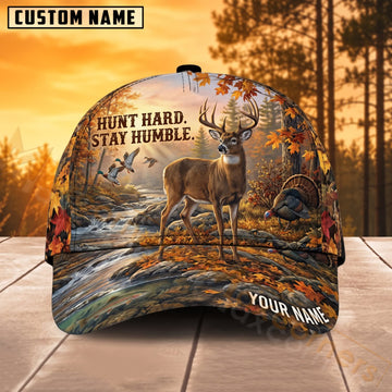 Maxcorners Deer Hunting Hunt Hard Stay Humble Forest Personalized Name 3D Cap