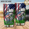Maxcorners Fishing Tumbler Patriotic Flag Grass Design Personalized Name Tumbler (13 Species)