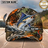 Maxcorners Fishing Graphic Camo Texture Splash Angler Customized Name 3D Cap