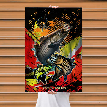 Maxcorners Striped Bass Fishing Dynamic Splash Art Personalized Name 3D Poster