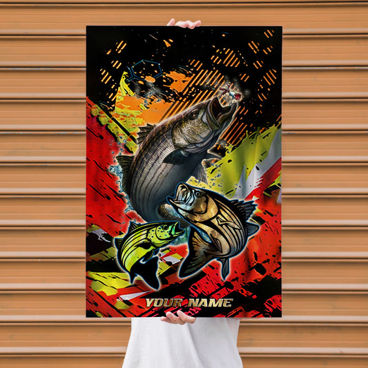Maxcorners Striped Bass Fishing Dynamic Splash Art Personalized Name 3D Poster