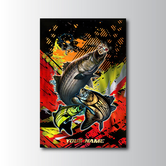 Maxcorners Striped Bass Fishing Dynamic Splash Art Personalized Name 3D Poster