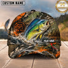 Maxcorners Fishing Graphic Camo Texture Splash Angler Customized Name 3D Cap