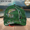 Maxcorners Fishing Green Jungle Water Texture Personalized 3D Cap (12 Fish Species)