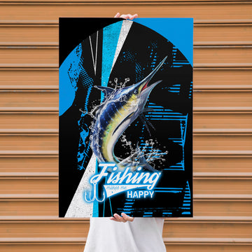 Maxcorners Marlin Fishing Dynamic Splash Art Personalized Name 3D Poster