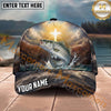 Maxcorners Fishing Faith Cross Mountain Lake Personalized Name 3D Cap (12 Fish Species)