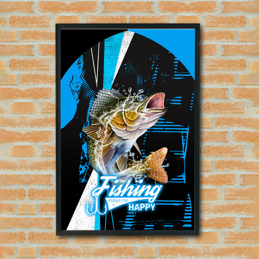 Maxcorners Walleye Fishing Dynamic Splash Art Personalized Name 3D Poster