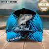 Maxcorners Fishing Blue Black Geometric Halftone Splash Personalized Name 3D Cap (12 Fish Species)