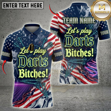 Maxcorners Darts Silver Metallic Lets Play Darts Bitches Personalized Name 3D Unisex Shirt