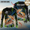 Maxcorners Fishing Green Flame Camo Design Sun Protection Personalized Name, Team Name Long Sleeve Shirt