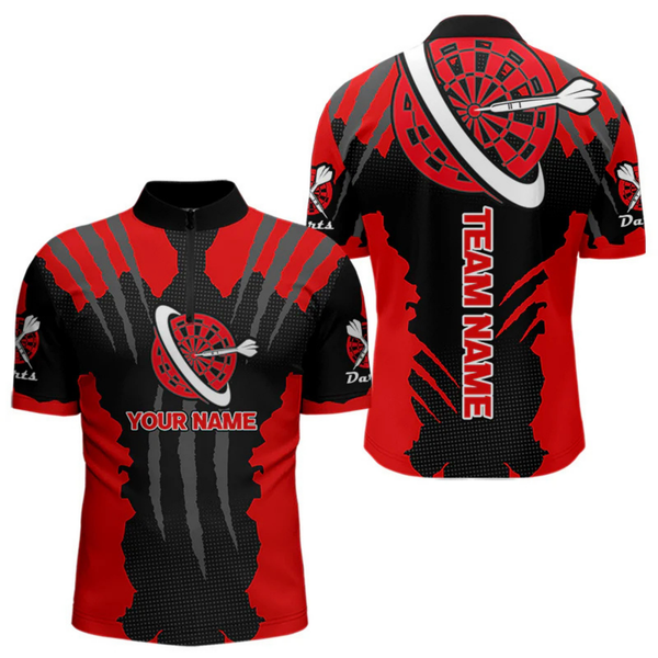 Maxcorners Red Darts Shirt With Claw Mark Design - Custom Team & Name Shirt For Men LM2404