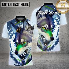 Maxcorners Billiards Shirts 8-Ball Wolf Dynamic Design Multi Options Personalized Name, Team Name 3D Shirt