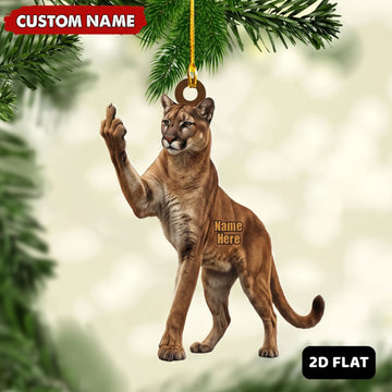 Maxcorners Cougar Hunting Middle Finger Gesture Funny Cougar Hunter Gift Customized Name 3D Keychain And Ornament