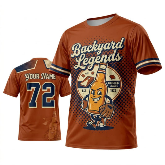 Maxcorners Cornhole Backyard Legends Orange Vintage Mascot Personalized Name 3D Unisex Shirt