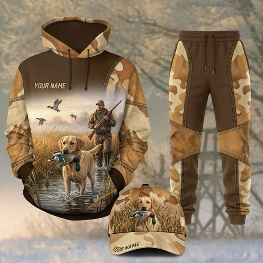 Maxcorners Duck Hunting Hunting Dogs Vintage Brown Camo Personalized 3D Shirts