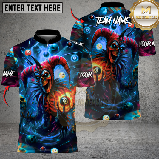 Maxcorners Evil Jester 8 Ball Billiards Multicolor Customized Name, Team Name 3D Shirt