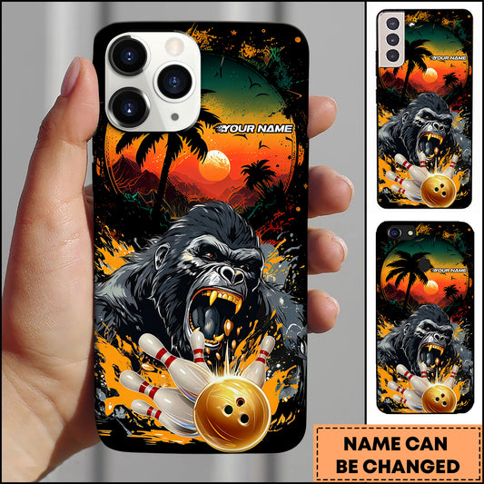 Maxcorners Bowling Angry Gorilla Power Strike Personalized Name 3D Phone Case