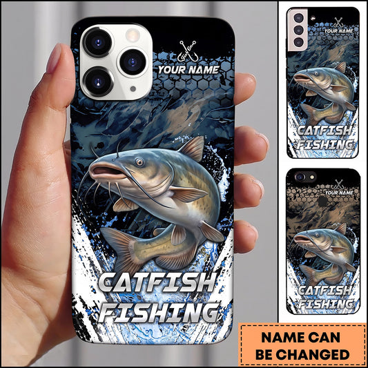 Maxcorners Black Grunge Water Splash Personalized Name Phone Case (13 Fish Species)