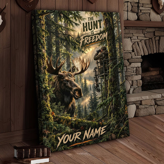 Maxcorners Moose Hunting Colorful Mountain Landscape Personalized Canvas Wall Art