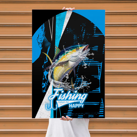 Maxcorners Yellowfin Tuna Fishing Dynamic Splash Art Personalized Name 3D Poster