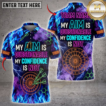 Maxcorners Darts Neon My Aim Is Questionable My Confidence Is Fine Personalized Name 3D Unisex Shirt