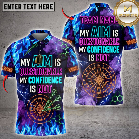 Maxcorners Darts Neon My Aim Is Questionable My Confidence Is Fine Personalized Name 3D Unisex Shirt