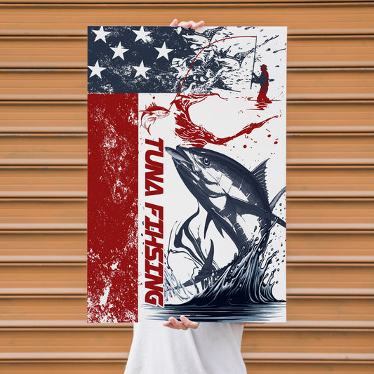 Maxcorners Tuna Fishing Vintage Ink Style Personalized Name 3D Poster