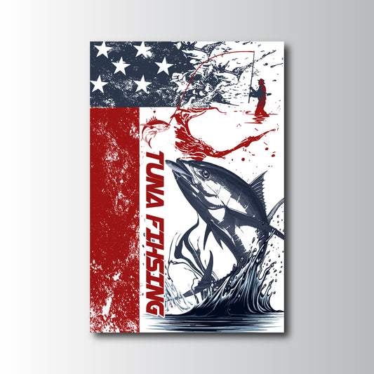Maxcorners Tuna Fishing Vintage Ink Style Personalized Name 3D Poster
