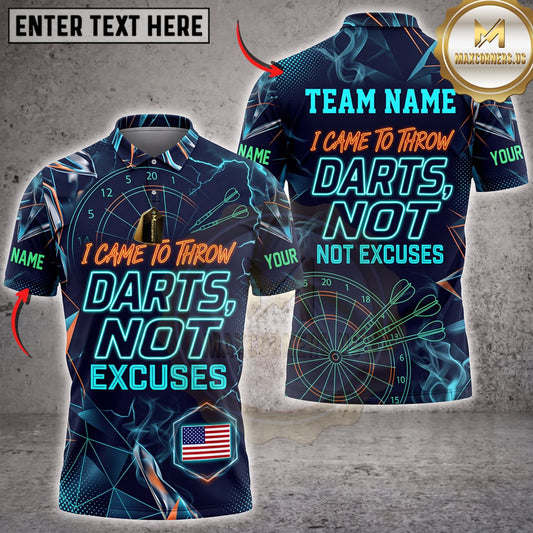 Maxcorners Darts Blue Lightning And Dartboard Typography Personalized Name 3D Unisex Shirt